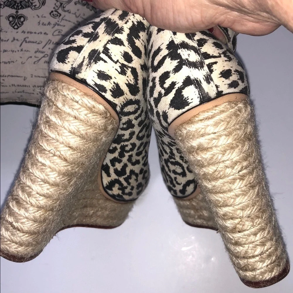Charlotte Olympia leopard & jute wedges, Sz. 37